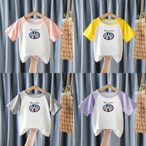 2021 Summer Children Cartoon Mickey Print T Shirt Baby Boys Clothes Girls Short Sleeve T-shirt Kids Bottom Tops Tee Baby Costume