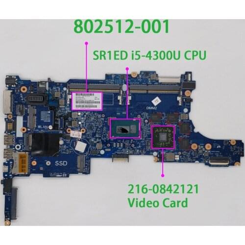 802512-001 802512-501 802512-601 6050A2559101-MB-A03 w SR1ED I5-4300U CPU for HP 840 G1 NoteBook PC Laptop Motherboard Mainboard