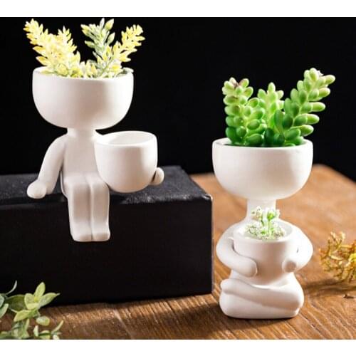 Abstract Flower Pot Office Bookcase Desktop Fleshy Flower Pot Decoration Nordic Creative Cute Abstract Portrait Gift