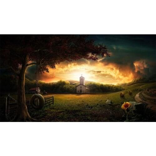 Full Round drill 5D DIY Diamond embroidery Landscape Tree Yard Diamond Painting Cross Stitch Rhinestone Mosaic decoration