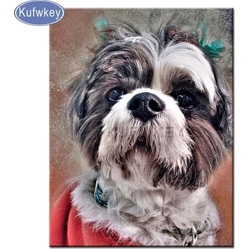 Diamond paintings full drill resin square"Shih Tzu dog"diamond mosaic stitch diamond embroidery sale cute pet puppy of wall art