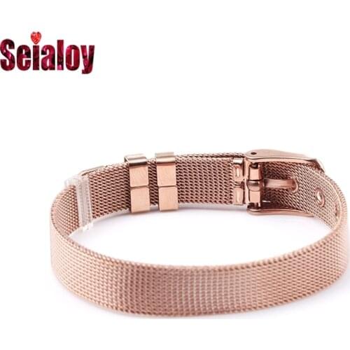 Seialoy 10mm Stainless Steel Rose Gold Mesh Bracelet Fit Original Fine Charm Bracelets & Strap Bangle For Women Fashion Jewelry