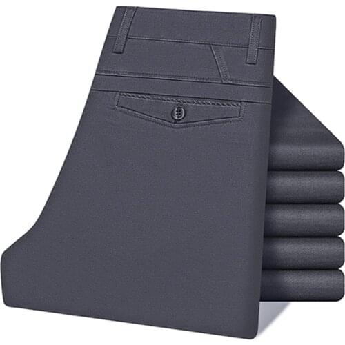 MenS Stretch Casual Pants Autumn And Winter Thick Business Straight Loose Cotton Trousers Classic Fashion Brand Male Clothing