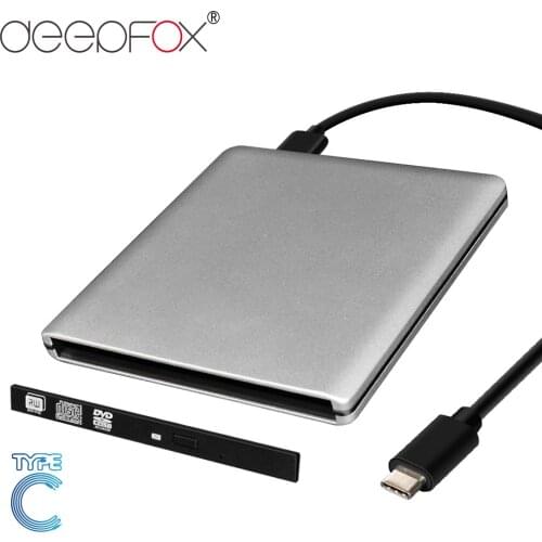 DeepFox ODP95S Case With Type C Cable USB 3.1 External DVD Rom Case to 9.5mm SATA Enclosure for CD DVD RW