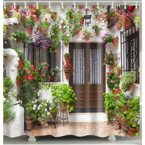 Flowery Garden Shower Curtain for Home & Bathroom shower curtain durable fabric accessories creative with 12 hooks 180X180CM