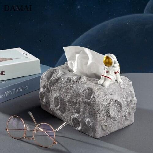 Astronaut Decorative Tissue Boxes Moon Resin Napkin Holder Coffee Table Desktop Nordic Paper Towel Set Home Decoration Ornaments