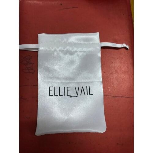 Cheap drawstring bags white Satin jewelry bags 9.5*14cm and 8*10cm 250pcs each size with black printing, include free shipping