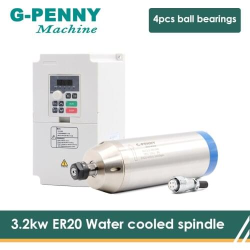 CNC ER20 3.2KW Water cooled spindle motor with QL 4.0KW Variable Frequency Driver VFD Inverter