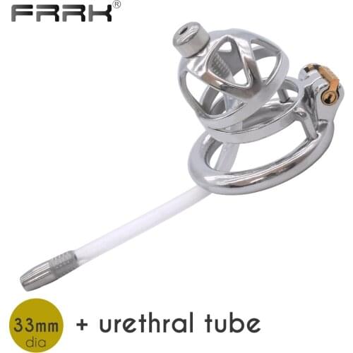 FRRK Steel Adults Erotic Love Toys for Couple Metal Male Chastity Bird Belt Catheter Cock Cage Urethral Plug BDSM Sexual Shop