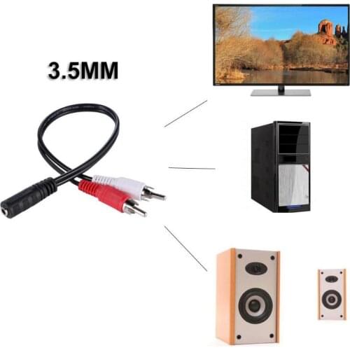 ALLOYSEED 3.5mm Female to 2RCA Male Plug Stereo Audio Converter Adapter Cable AUX AV Audio Extension Wire Cord For TV PC Speaker