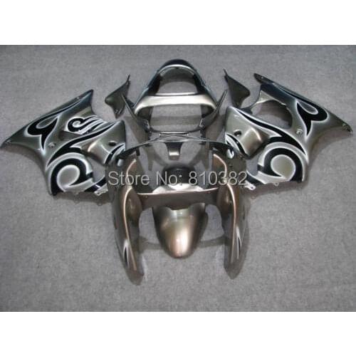Motorcycle Fairing kit for KAWASAKI Ninja ZX6R 00 01 02 ZX6R 636 2000 2001 2002 Flames silver ABS Fairings set + gifts SL56