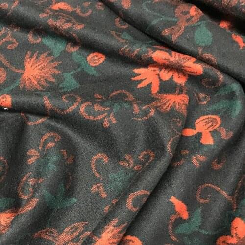 Red Black Western Style Custom Knitted Mink Velvet Fabric New Autumn Winter Wool Jacquard Fabrics for Dress Clothing Material