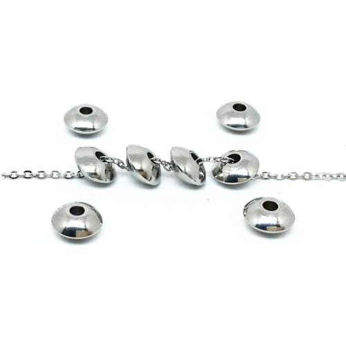 50pcs/lot 4 5 6 8mm Stainless Steel Round Abacus Rondelle Charm Beads Fit Necklace Spacer Beads DIY Jewelry Making Findings