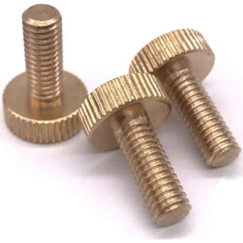 3pcs M5 brass flat head knurled hand screws round headed screw bolts brassiness handle knob bolt 8mm-25mm length
