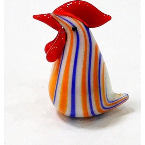 Mini Figurines Handmade Glass Chicken Craft Ornaments Multi-Color Pastoral Style Cute Animal Rooster Easter Holiday Party Gifts