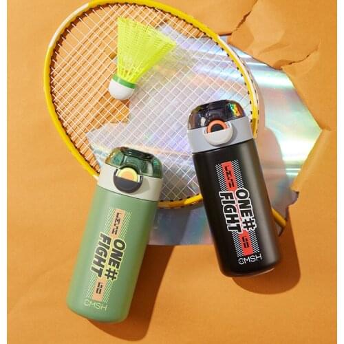 Trendy Two Size Vacuum Flask with Straw Portable Hidden Handle Designer Thermos Bottle 304 Stainless Steel Tumbler Kids