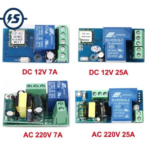 Wifi Relay Switch Module For Smart Home DC 12V AC 220V 7A 25A High Power Self-Lock / Inching Mode Mobile Remote Control