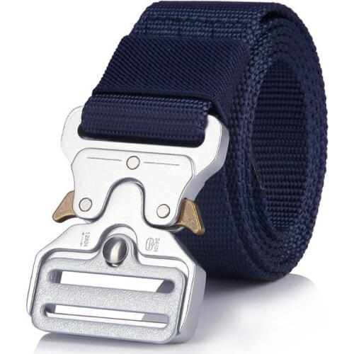 Mens Silver Buckle Tactical Belt Military Nylon Quick Drying Outdoor Multifunctional Training Waist Unisex Sport Leisure Cinto