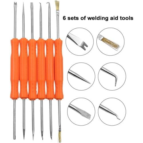 Double headed 6Pcs Desoldering Aid Tool Kit Soldering Aid Assist Tools PCB Cleaning Kit Repair Tool Electronic Heat Assist Set