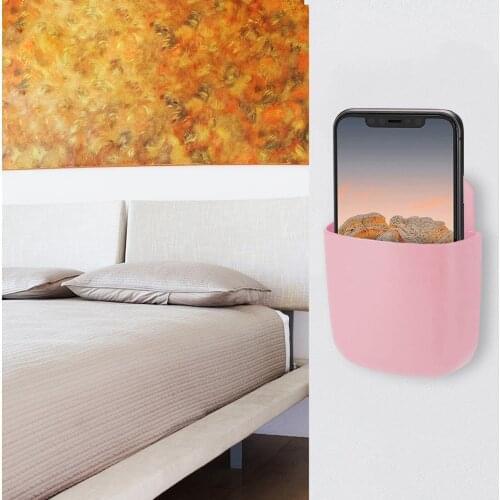 Wall-Mounted Storage Box Mobile Phone Plug Holder TV Air Conditioner Remote Control Storage Organizer Box Self-adhesive Box Case