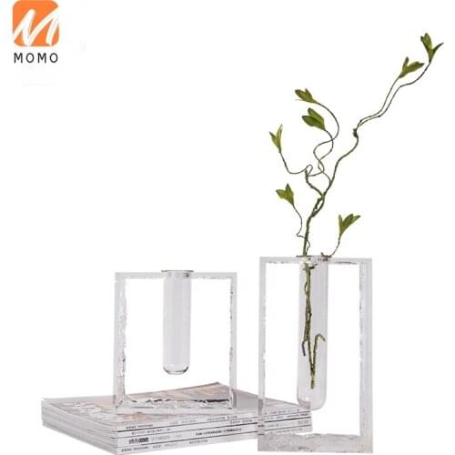 Single Glass Vase Acrylic Flower Table Top Desktop Minimalist Model Room Decoration TZ