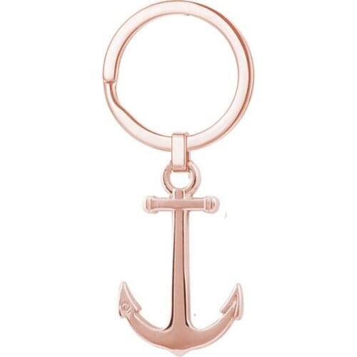 Whoesale Summer Fashion Anchor KeyChain Pendat Stainless Steel Rose Gold KeyRing Pendats for Men and Women Jewellery