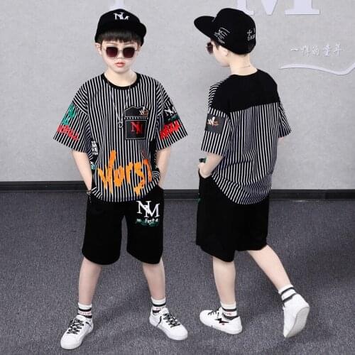 4-14 Years Summer Boy Clothing Set 2021 New Fashion Casual Active T-shirt+ Pant Kid Children Boy Teenager Clothing