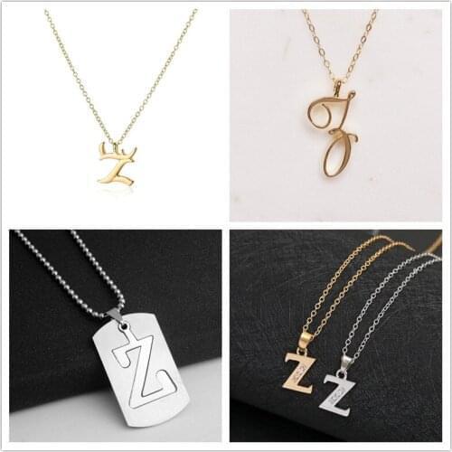 Gift Family mom name gift Initial Letter Z monogram alphabet Stainless steel alloy 26 English word sign pendant Necklace jewelry