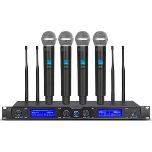 1Set Professional wireless microphones 4 Channels Dynamic Handheld Mic Karaoke Party Stage MK009F