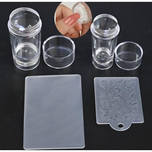 1/2pc Transparent Silicone Nail Stamper & Scraper Jelly Seal For Fast French Nails TipFren Double transparent seal French stamp