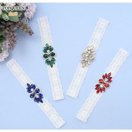TOPQUEEN TH61 1/2pcs/Set Colorful Rhinestone Wedding Garter Sexy Garters Women/Female/Bride Thigh Ring Bridal Lace Leg Ring Loop