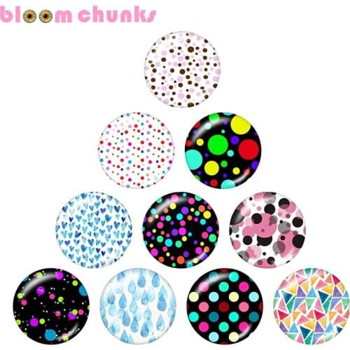 Multicolor dots pattern 10pcs mixed 12mm/18mm/20mm/25mm Round glass cabochon jewelry flat back Making findings A4537