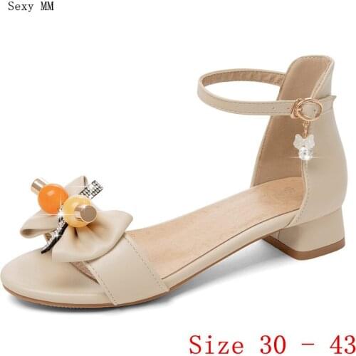 Gladiator Sandals Peep Toe Women Low Heels Summer Pumps D'Orsay Shoes Woman Low Heel Sandals Small Plus Size 30 31 32 - 41 4