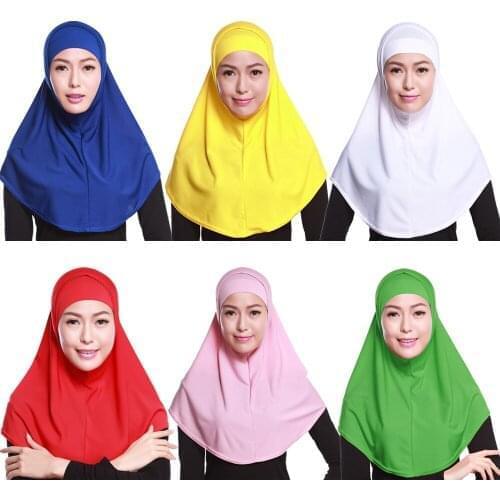 2PCS Women Muslim Prayer Hat Under Scarf Hijab Niquabs Islam Headscarf Turban Soft Ninja Solid Color Middle East Hat Full Cover