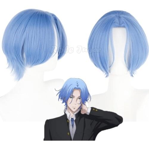 Sk8 the Infinity Langa Hasegawa Cosplay Wig Halloween Anime Cosplay Short Blue Wig Unisex Heat Resistant Synthetic Hairs C28M122