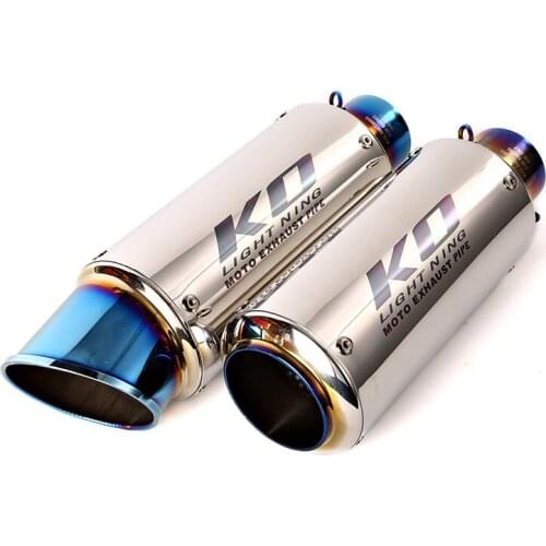 Dia51MM 60MM Motorcycle Exhaust Pipe Muffler Vent Pipe Escape Tube Stainless Steel Blue
