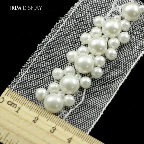 Beaded Pearls Craft Braided Lace Ribbon Trim Embellishment Venise Sew on Applique Fabric Trimming Sewing Supplies 9yards/T928