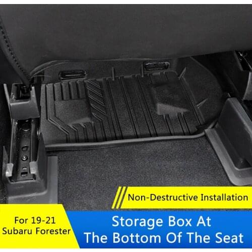 TAJIAN 2Pcs Under Seat Bottom Storage Box Rear Seat TPE Interior Increase Space Car Accessories For Subaru Forester 2019-2021