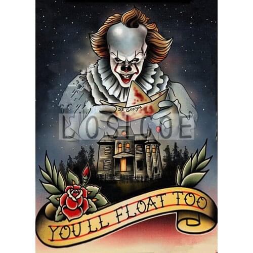 YOU'LL FLOAT TOO 30X42 CM Tattoo Print Painting Vintage Kraft Paper Poster Wall Art Flip Chart Stickers Home Decoration