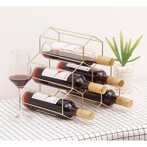 1PC Geometric Wine Rack Metal Simple Household Grape Wine Rack Restaurant Living Room Bar Wine Cabinet Wine Display JL 213