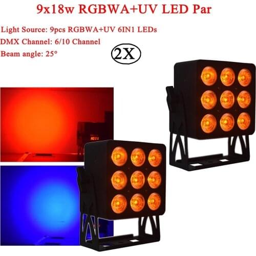 2Pcs/Lot Voiced Control 200W RGBWA-UV 6IN1 LED Disco Party DJ Par Light Music Show Strobe Projector Stage Lighting Bar Lights