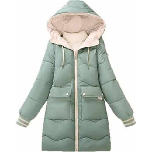 2021 Winter New Arrivals Womens Parkas Trendy Hoodies Plus Size Lady Down Cotton Long Coats Long Sleeve Female Outerwear Mujer