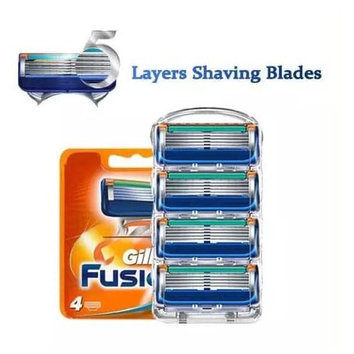 4pcs/lot Razor Blade For Men Face Care 5Layers Shaving Cassette Stainless Steel Safety Blades Suit Gillette Fusion