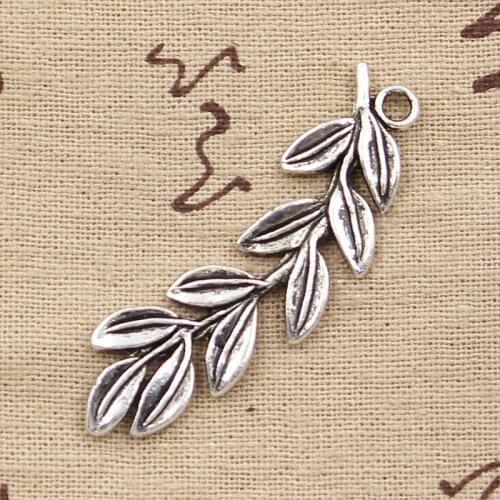 8pcs Charms Olive Branch Wreath 52x23mm Antique Silver Color Plated Pendants Making DIY Handmade Tibetan Silver Color Jewelry