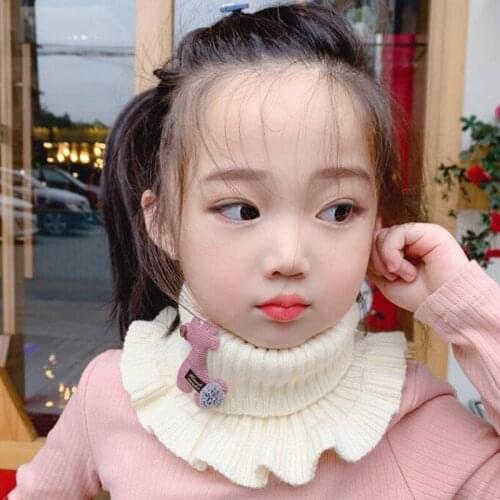 Childrens Rabbit Hair Windproof Collar Cute Cartoon Horse Wool Knit Baby Bib Winter Elastic Thick Boys Girls Warm Scarf N34