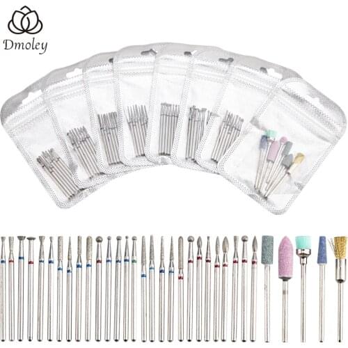 Dmoley 7pcs/pack Diamond Nail Drill Bits Milling Cutter Rotary Burr for Nail Files Clean Drill Bits for Manicure Nail Art Tools
