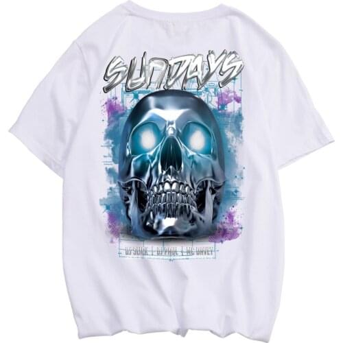 Skull Print Thriller Gothic T Shirt Men Comfortable Cotton Men T Shirt Summer Casual Outside Sports O-neck Short Sleeve Clothes