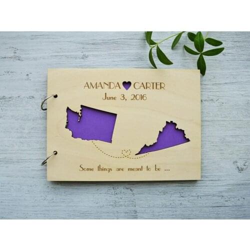 Custom Rustic Wedding Guestbook for Destination Wedding Guest Book Personalized Worldmap Distance Relationships Custom Name Date