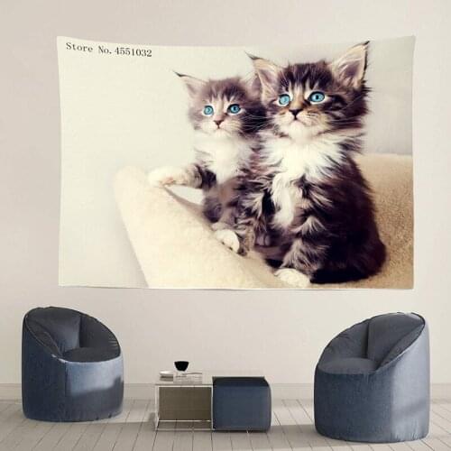 HD Cats And Companions Friend Tapestry Home Decor Wall Hanging Tablecloth Picnic Mat Outdoor Sleeping Pad Photo Background TT60
