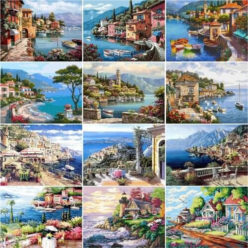 HUACAN Diy Paint By Number Venice Landscape Kits Painting By Number On Canvas River Hand Painted Modern Wall Art